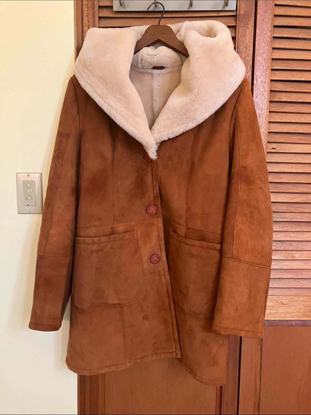 REAL Shearling & Suede Hooded 3/4 Coat